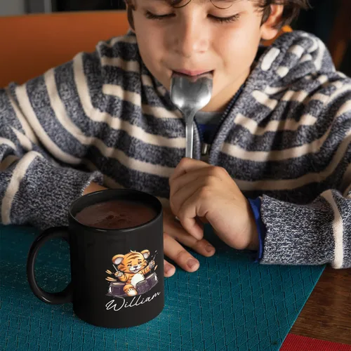 Miniatura 5 de Taza de té personalizada para amantes del tigre con nombre 2023, regalos personalizados para amantes de las mascotas, taza de café de cerámica