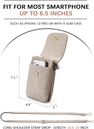Miniatura 6 de Bolso bandolera pequeño de piel vegana BOSTANTEN para mujer, con diseño de cartera para celular, con correa ajustable