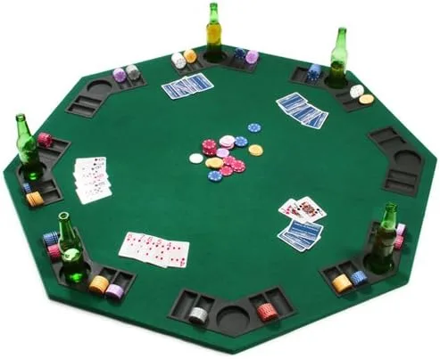 Miniatura 3 de Brybelly Mesa plegable de póquer y blackjack verde de 48 pulgadas con estuche de transporte