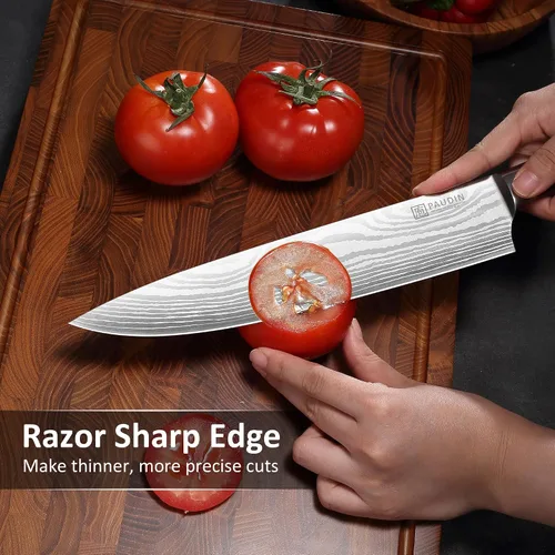 Miniatura 3 de PAUDIN Cuchillo de chef, cuchillo de carne de 10 pulgadas, cuchillos de corte de pechuga ultra afilados, cuchillo de cocina de acero inoxidable