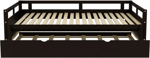 Miniatura 4 de Bellemave Sofá cama de madera con cama nido, marco extensible de cama individual a king, sofá cama de doble uso que ahorra espacio para dormitorio