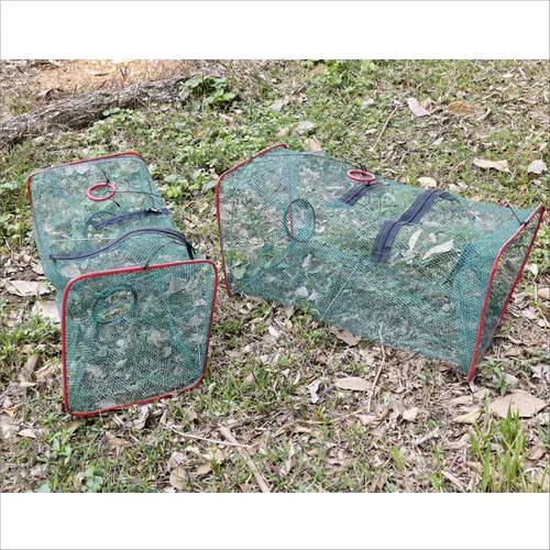 Miniatura 8 de Paquete de 2 trampas de red de pesca plegables para cebo de cangrejos de cangrejo, redes de trampa de cebo de camarones, trampa para cangrejos
