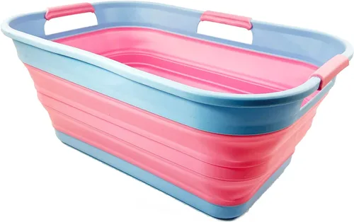 SAMMART Cesta plegable de plástico de 21 litros (5.5 galones), contenedor de almacenamiento plegable y organizador, tina de lavado portátil, cesta