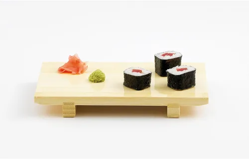 Miniatura 2 de Helen's Asian Kitchen Bandeja de platos de sushi y tabla de servir, bambú natural, 9.5 x 6 pulgadas