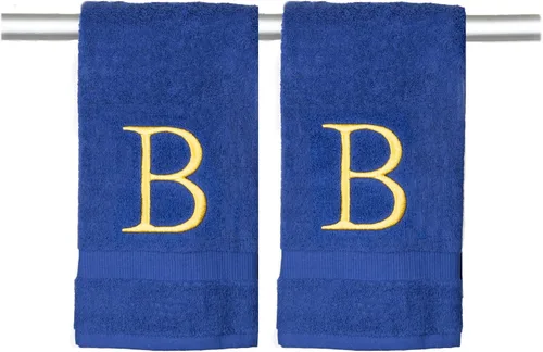 Miniatura 143 de Toalla de mano con inicial beige para baño, toalla bordada decorativa de calidad de hotel de lujo con monograma para tocador, spa, certificado