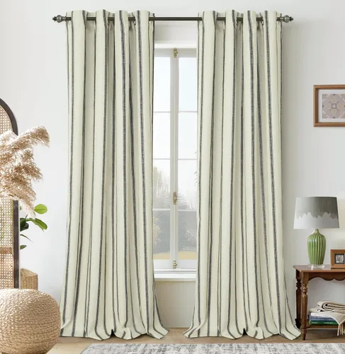Miniatura 37 de DriftAway - Cortinas de Lino Mezcla de Granja 100% Opacas de 84 Pulgadas de Largo para Dormitorio, Cortinas Verticales Rayadas Impresas de Lino