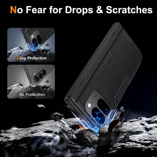 Miniatura 7 de Kaiiecal Funda plegable para Google Pixel-9-Pro: Funda delgada con soporte de bisagra con protector de pantalla - Soporte de carga inalámbrica
