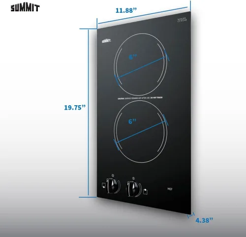 Miniatura 8 de Summit CR2220B - Placa eléctrica de 2 quemadores de 12 pulgadas, 230 voltios, compatible con ADA, negro