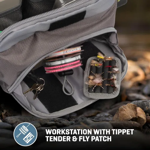 Miniatura 6 de Allen Company Cedar Creek Fly Fishing Sling Pack - Fits up to 4 Tackle/Fly Boxes and Other Accessories - Gray/Lime and Olive Green