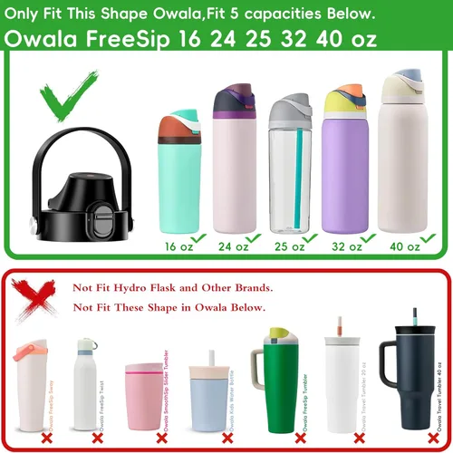 Miniatura 2 de Tapa 2 en 1 para botella de agua Owala Freesip, tapa de repuesto para Owala de 16 onzas, 24 onzas, 25 onzas, 32 onzas, 40 onzas, tapa superior