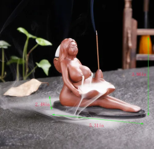 Miniatura 6 de Sexy Lady - Quemador de incienso de cerámica con reflujo, soporte para incienso de humo, ideal para sala de yoga, decoración del hogar, regalo