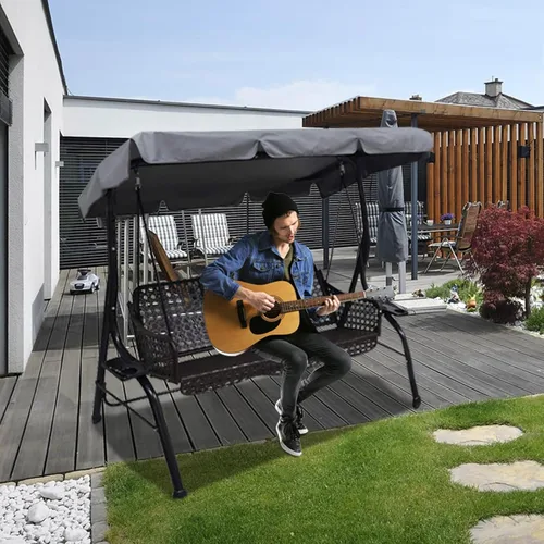 Miniatura 6 de Toldo de repuesto para silla columpio de patio al aire libre, cubierta de toldo de 3 plazas, impermeable, resistente al viento, anti-UV, resistente