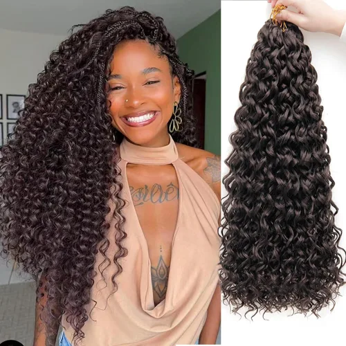 Miniatura 46 de GoGo Curl Crochet Hair 18 pulgadas onda de agua pelo sintético bohemio ganchillo trenzado jengibre onda profunda extensiones de cabello trenzado