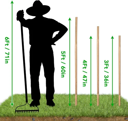 Miniatura 6 de SWANGSA Paquete de 40 estacas de bambú para plantas de 5 pies (57.5 pulgadas), palos de bambú para soporte de plantas de jardín con 200 lazos