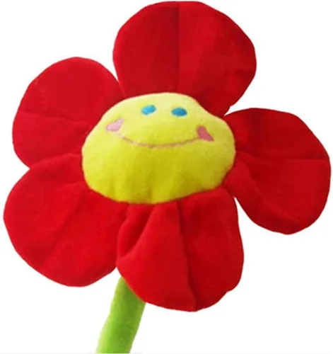 Flor artificial de peluche, ramo de girasol de felpa con tallos flexibles, flores rellenas para decoración del hogar para bodas, fiestas, Rojo