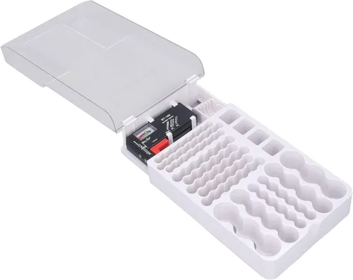Miniatura 9 de Caja de almacenamiento organizadora de baterías con probador, tapa transparente, organizador de batería, soporte para 93 baterías, caja