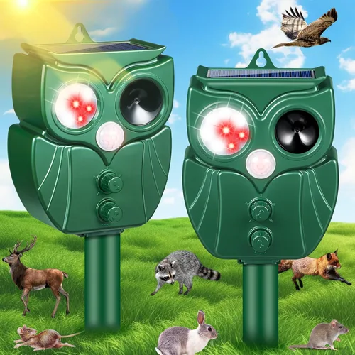 Repelente solar ultrasónico de animales actualizado 2025 repelente de gatos para exteriores, detección de movimiento, luz LED de destello
