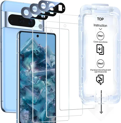 Miniatura 14 de SMARTDEVIL [Paquete de 3+3] Protector de pantalla para Google Pixel 7A con protector de lente de cámara, compatible con lector de huellas