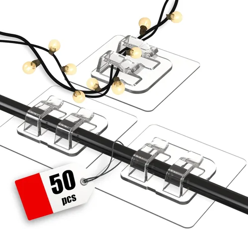 Miniatura 10 de Latoxcaa 120 clips adhesivos resistentes para cables, organizador de cables transparente sin rastro y soportes de cables para pared, escritorio