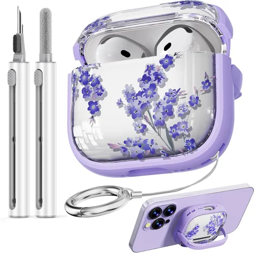Miniatura 10 de Inesore Funda para AirPods Pro 3 2025 con cerradura, funda transparente floral para mujeres, compatible con Apple Airpods Pro de 3ª