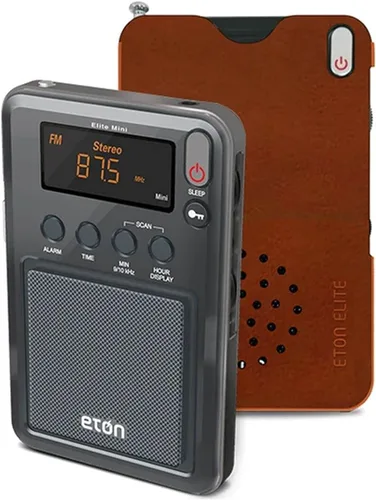 Miniatura 2 de Eton - Mini radio compacta Elite AM/FM/de onda corta, antena AM interna y antena telescópica FM/SW, reloj y alarma, temporizador de sueño, funda