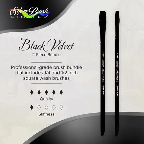Miniatura 2 de Silver Brush Limited BV-3058S Set de pinceles de asa corta de terciopelo negro de 2 piezas, pinceles de filamento mixto con puntas muy suaves, juego