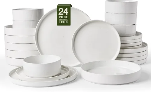 Miniatura 11 de Juego de platos y cuencos Nebula de Famiware, juego de vajilla de 12 piezas, juego de platos para 4, blanco