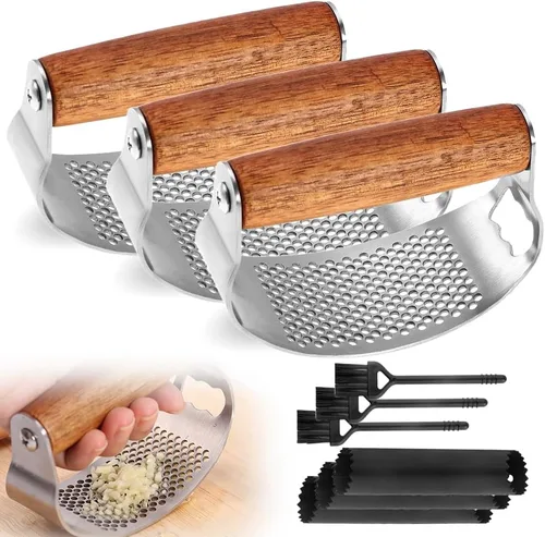 Prensador de Ajo de Acero Inoxidable, Prensa de Ajo Profesional Rocker Mejorada 2025, Triturador de Ajo Ergonómico para Uso en Cocina Doméstica,