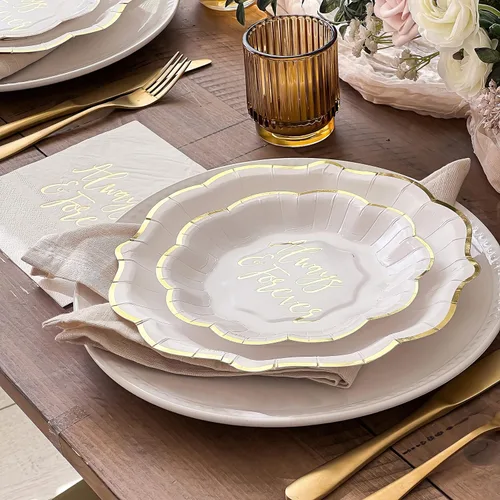 Miniatura 3 de Kate Aspen Always & Forever - Juego de platos y servilletas de papel para boda, 72 piezas, platos de boda, vajilla desechable para 24 invitados
