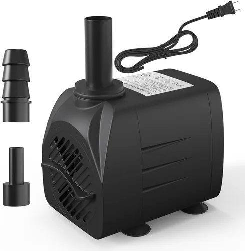 Miniatura 13 de Bomba de agua sumergible de 400 GPH (1500 L/H, 25 W), bomba de fuente de agua ultra silenciosa con elevación de 6.56 pies y manguera de 6.5 pies, 3