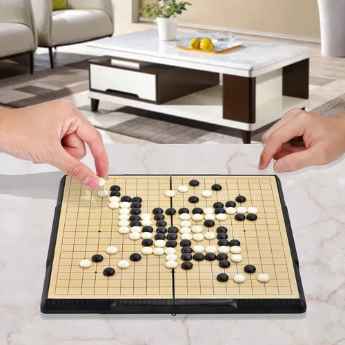 Miniatura 7 de Juego de mesa Go de 19 x 19 pulgadas con tablero de viaje plegable grande (11.3 pulgadas) y piedras de plástico magnéticas juegos de estrategia Weiqi