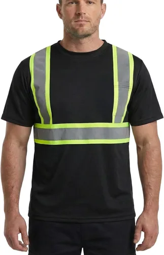 Miniatura 2 de HYCOPROT Hi Vis - Camisas de seguridad de manga corta para hombres y mujeres, camiseta reflectante de alta visibilidad para hombres y mujeres