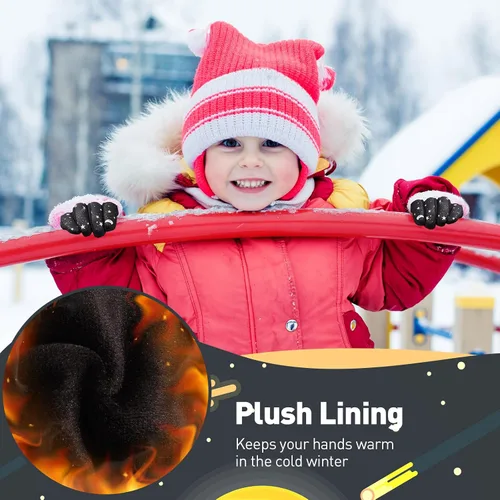 Miniatura 2 de Guantes de invierno cálidos para niños niños y niñas, resistentes al viento, térmicos, tres dedos, pantalla táctil, para exteriores, clima frío