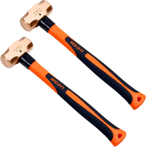 Miniatura 22 de WEDO Juego de martillo de trineo de cobre de 3 piezas, 3 lb+4 lb+5 libras, mango de fibra de vidrio, forja, resistente a la corrosión, estándar DIN