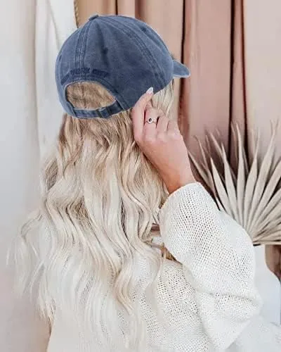 Miniatura 3 de Sombrero de béisbol New York Distressed-Adjustable Strapback - Sombrero de sarga lavada unisex, talla única