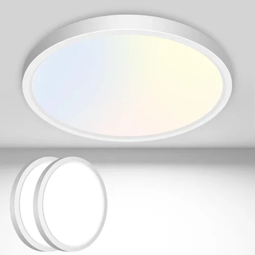 Miniatura 25 de hepside Paquete de 1 lámpara de techo LED de montaje empotrado, color negro, 12 pulgadas, 28 W, regulable 3000K-4500K-6000K, lámpara de techo de 3