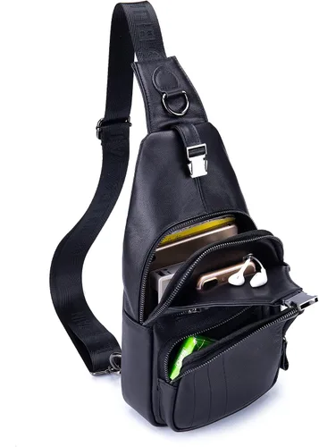 Miniatura 55 de LUKZIJAES Bolso bandolera de cuero genuino para hombre