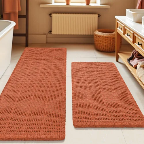 Miniatura 36 de Tapete de baño con diseño de gofre, moderno, bohemio, absorbente, antideslizante, ultrasuave, lavable a máquina, con letra de baño, dormitorio