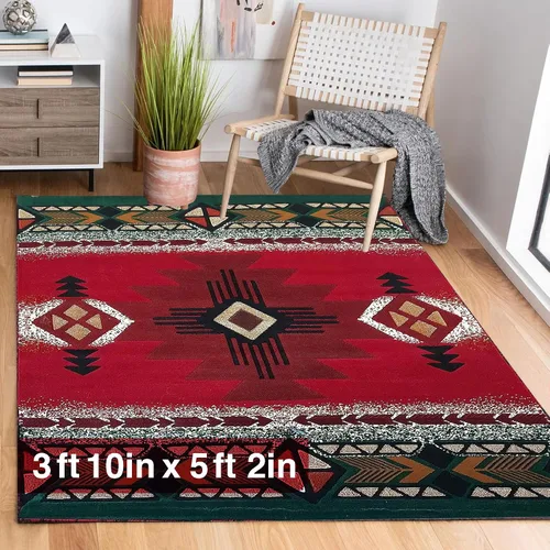 Miniatura 95 de YHSF South West - alfombra estilo nativo americano del suroeste C318 - fácil de limpiar, gruesa, suave, duradera, alfombra inspirada en tribus