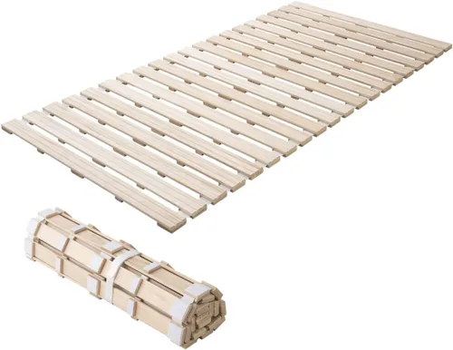 EMOOR Cama de listones de madera tipo rollo individual (39 x 79 pulgadas) para colchón de futón japonés, Franco-ROLL, Paulownia sin pintar, ropa de