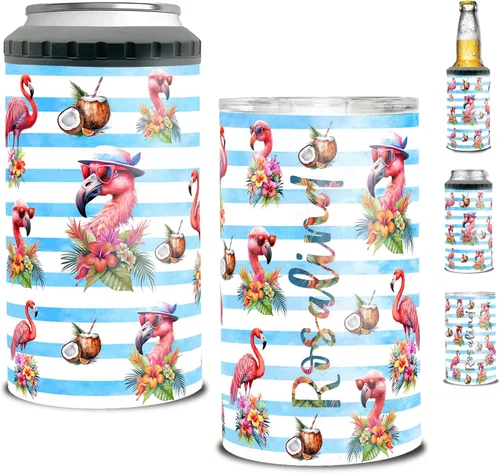 Miniatura 13 de Dorris A Day At The Beach Restore The Soul Can - Vaso enfriador de latas con nombre personalizado 4 en 1 con aislamiento de 16 onzas con tapa, Playa