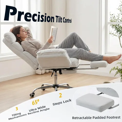 Miniatura 6 de Silla de oficina grande y alta con reposabrazos abatibles de 90 a 180°, silla ergonómica de juegos de computadora de 400 libras para sentarse