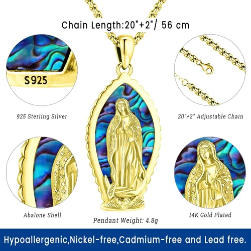 Miniatura 107 de Eusense San Miguel San Cristóbal San Benito San Judas Virgen María Collar chapado en oro 925 joyería religiosa para hombres y mujeres, collar