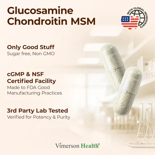 Miniatura 4 de Glucosamina condroitina MSM - Suplementos articulares 3 en 1 para mujeres y hombres con sulfato de glucosamina 1500 mg, sulfato de condroitina 1200