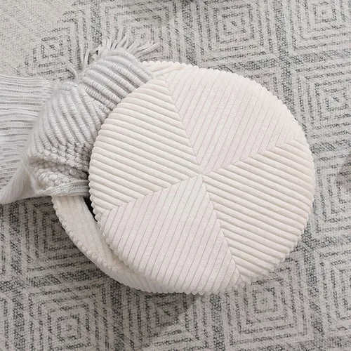 Miniatura 8 de Adeco Otomana redonda de almacenamiento, taburete tapizado para maquillaje, taburete de terciopelo para dormitorio, dormitorio