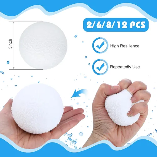 Miniatura 2 de Gerrii Paquete de 2 Bolas Absorbentes de Suciedad para Bañera de Hidromasaje de 3 Pulgadas Esponja Reutilizable para Piscina Absorbente de Aceite