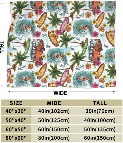 Miniatura 3 de Manta retro con palmeras marinas hawaianas, manta de franela súper suave, cómoda y acogedora, manta ligera para sala de estar y dormitorio, 40 x 30