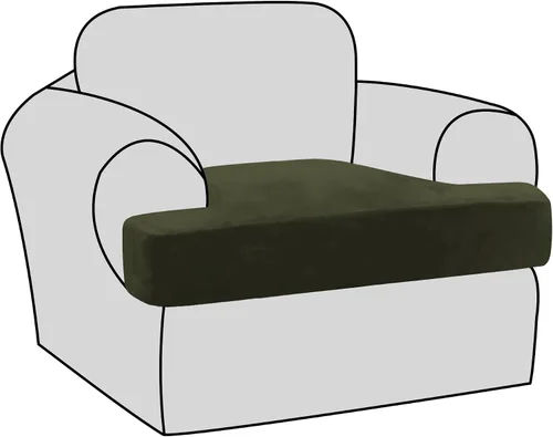 Miniatura 26 de H.VERSAILTEX Fundas de terciopelo elástico para silla con cojín en forma de T para sala de estar, funda de sofá, funda de asiento con cojín
