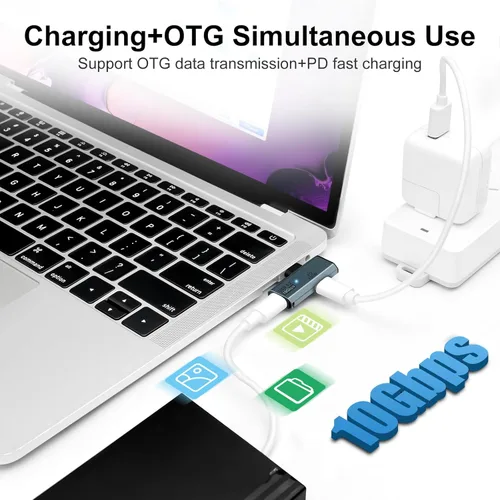 Miniatura 3 de Adaptador USB C OTG, carga PD tipo C de 100 W a divisor USB C dual para iPhone 15 Pro Max, Google TV Chromecast 2020, MacBook, Samsung Galaxy