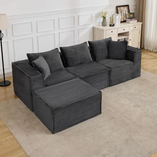 Miniatura 20 de Sofá modular modular de 107 pulgadas, moderno sofá seccional Cloud con asiento profundo, sofá deshuesado en forma de L con diván para sala de estar